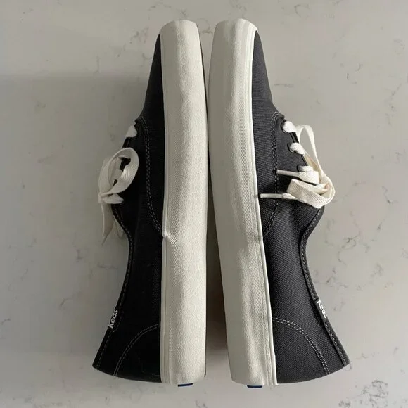 Keds Champion Lace Up Canvas Casual Sneakers w Softerra Black + White Sz 10 NWT - Picture 4 of 10